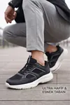 Siyah Beyaz Air Taban Erkek Yürüyüş Koşu Spor Ayakkabı - File Detaylı Rahat Günlük Sneaker