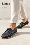 Marin Boat Shoe, %100 Hakiki Deri Siyah Bej Kauçuk Taban Erkek Boat Shoe Mokasen Laofer Casual Ayakkabı