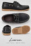 Nautical Hakiki Deri Siyah Bej Kauçuk Taban Boat Shoe Loafer Makosen Casual Ayakkabı