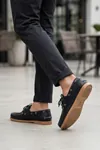 Nautical Hakiki Deri Siyah Bej Kauçuk Taban Boat Shoe Loafer Makosen Casual Ayakkabı