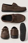 Nautical Hakiki Deri Kahverengi Siyah Kauçuk Taban Boat Shoe Loafer Makosen Casual Ayakkabı