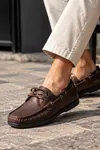 Nautical Hakiki Deri Kahverengi Siyah Kauçuk Taban Boat Shoe Loafer Makosen Casual Ayakkabı