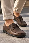 Nautical Hakiki Deri Kahverengi Siyah Kauçuk Taban Boat Shoe Loafer Makosen Casual Ayakkabı