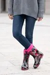 Pembe Kamuflaj Desenli İçi  Kürklü Termal Astarlı Su Geçirmez Bağcıklı Çocuk ve Kadın Yağmur & Kar Çizmesi (25-41)