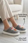Unisex Ultra Hafif Yumuşak Peluş Kaymaz Taban Anne Çocuk Misafir Ayıcık Desenli Ev Terliği 5808