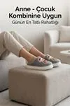 Unisex Ultra Hafif Yumuşak Peluş Kaymaz Taban Anne Çocuk Misafir Ayıcık Desenli Ev Terliği 5808