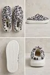 Unisex Ultra Hafif Yumuşak Peluş Kaymaz Taban Anne Çocuk Misafir Gri Leopar Desenli Ev Terliği 5808