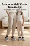 Unisex Ultra Hafif Yumuşak Peluş Kaymaz Taban Anne Çocuk Misafir Gri Kalp Desenli Ev Terliği 5808