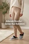 Unisex Ultra Hafif Yumuşak Peluş Kaymaz Taban Anne Çocuk Misafir Gri Kalp Desenli Ev Terliği 5808