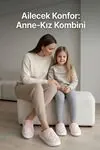 Unisex Ultra Hafif Yumuşak Peluş Kaymaz Taban Anne Çocuk Misafir Pembe Kalp Desenli Ev Terliği 5808