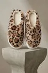 Unisex Hafif ve Yumuşak Peluş Kaymaz Taban Anne Çocuk Misafir Leopar Desenli Ev Terliği 5808