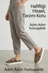 Unisex Hafif ve Yumuşak Peluş Kaymaz Taban Anne Çocuk Misafir Leopar Desenli Ev Terliği 5808