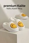 Hafif ve Yumuşak Peluş Kaymaz Taban Anne Çocuk Misafir Smile Gülücük Desenli Ev Terliği 5808