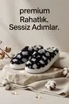 Hafif ve Yumuşak Peluş Kaymaz Taban Anne Çocuk Misafir Siyah Leopar Desen Ev Terliği 5808