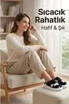 Hafif ve Yumuşak Peluş Kaymaz Taban Anne Çocuk Misafir İnek Desen Cow Print Ev Terliği 5808