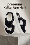 Hafif ve Yumuşak Peluş Kaymaz Taban Anne Çocuk Misafir İnek Desen Cow Print Ev Terliği 5808