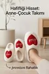 Hafif ve Yumuşak Peluş Kaymaz Taban Anne Çocuk Misafir Kalp Love Yazılı Ev Terliği 5808